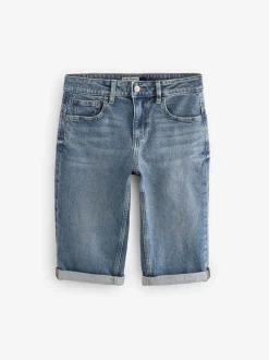 Normaal blauw - Knielange Bermuda denim shorts