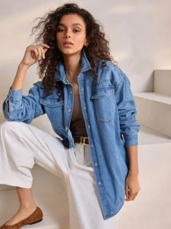 Normaal blauw - Oversized denim overhemd