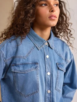 Normaal blauw - Oversized denim overhemd