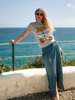Normaal blauw - Wrap Maxi Denim Skirt