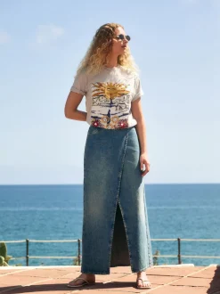 Normaal blauw - Wrap Maxi Denim Skirt