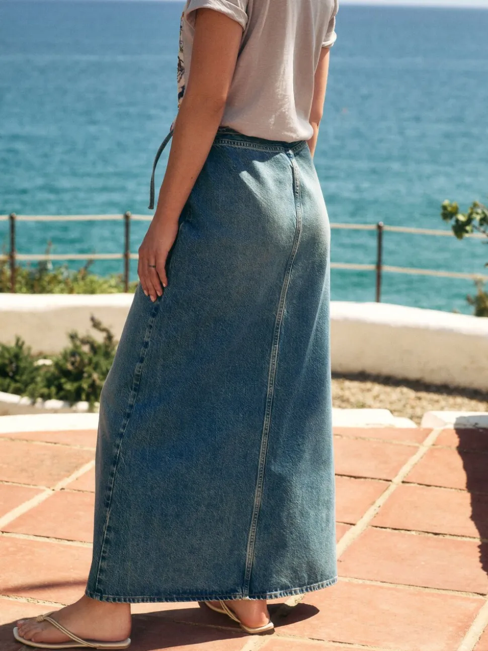 Normaal blauw - Wrap Maxi Denim Skirt