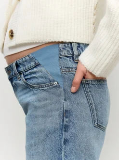Normaal blauw - Zwangerschapsbarrel denim 100% katoenen jeans