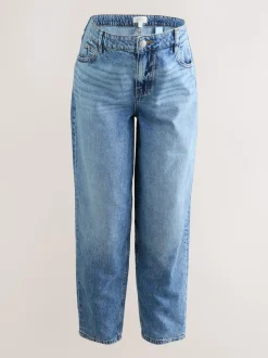 Normaal blauw - Zwangerschapsbarrel denim 100% katoenen jeans