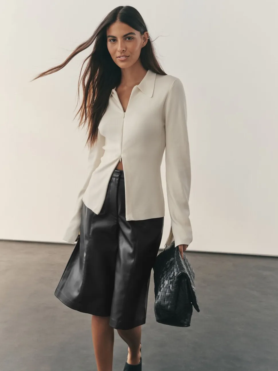 Nothing Ordinary Faux Leather Knee Length Bermuda Shorts