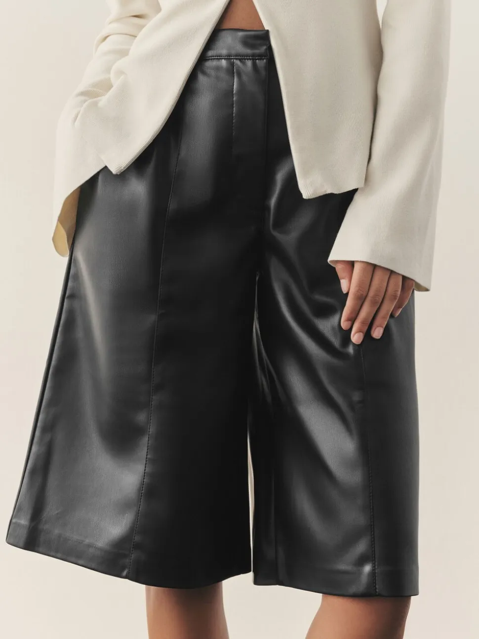Nothing Ordinary Faux Leather Knee Length Bermuda Shorts