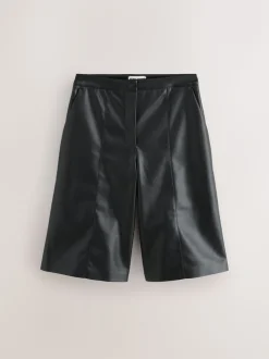 Nothing Ordinary Faux Leather Knee Length Bermuda Shorts