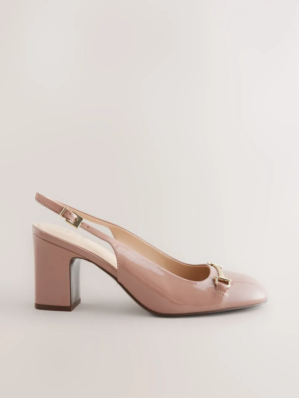 Nude-roze - Hardware Slingback Block Heels