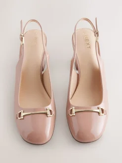 Nude-roze - Hardware Slingback Block Heels
