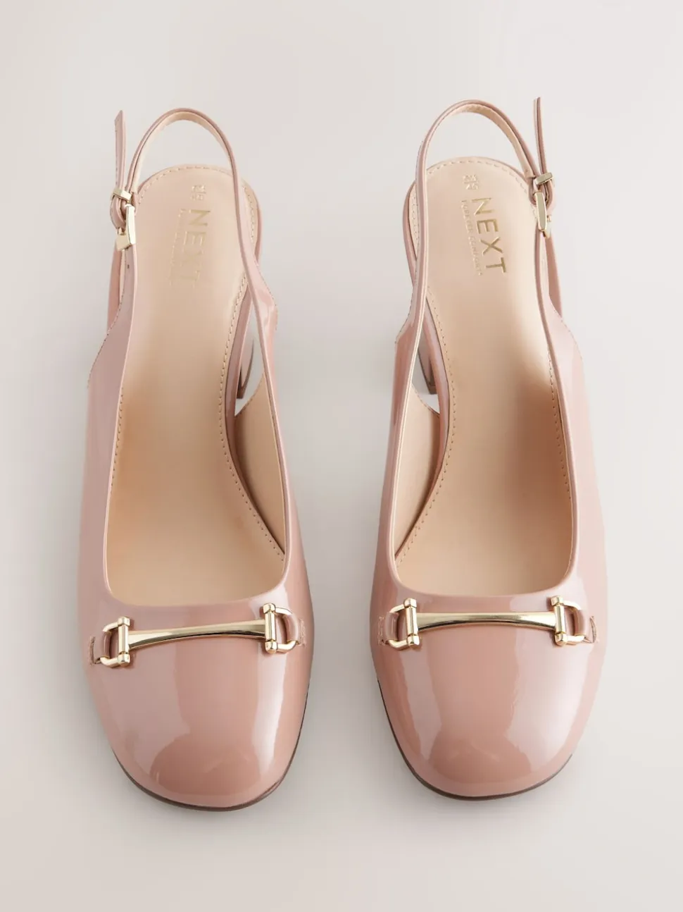 Nude-roze - Hardware Slingback Block Heels