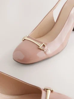 Nude-roze - Hardware Slingback Block Heels