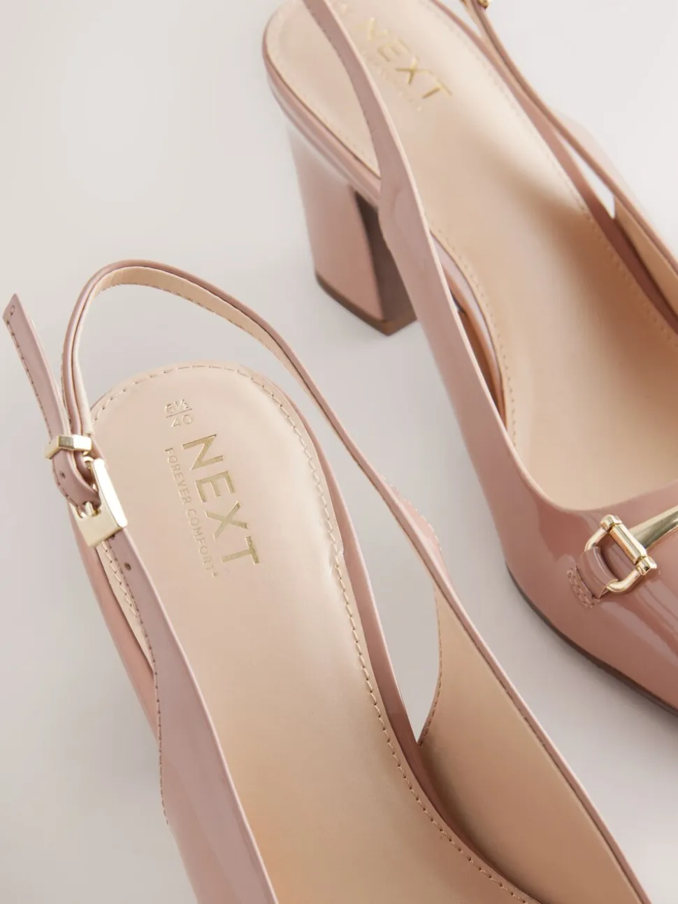 Nude-roze - Hardware Slingback Block Heels