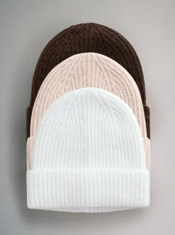 Oat/Chocolate Brown/Cream - The Set 3 Pack Beanies
