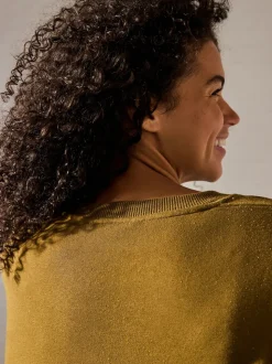 Olijfgroen - Essentials sweatshirt met relaxte pasvorm, lange snit en zakken