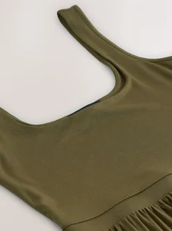 Olijfgroen - Getailleerde jersey zomerjurk
