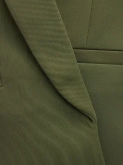 Olijfgroen - Ruimvallend blazer met gerimpelde mouwen