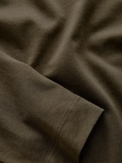 Olijfgroen - T-shirt met lange mouwen en ronde hals