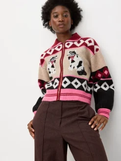 Oliver Bonas Cat Collared Knitted Bomber Jacket