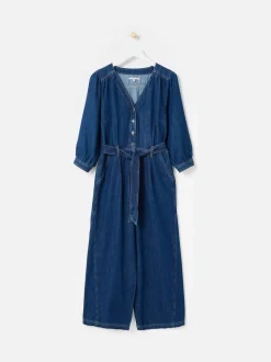 Oliver Bonas Denim V-Neck Tie Waist Jumpsuit