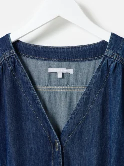 Oliver Bonas Denim V-Neck Tie Waist Jumpsuit