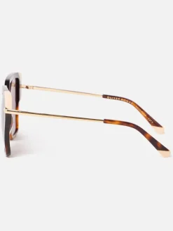 Oliver Bonas Faux Tortoiseshell & Cream Corner Square Acetate Sunglasses