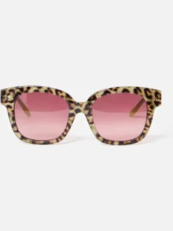 Oliver Bonas Leopard Print Square Acetate Sunglasses