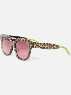 Oliver Bonas Leopard Print Square Acetate Sunglasses