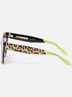Oliver Bonas Leopard Print Square Acetate Sunglasses