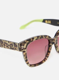 Oliver Bonas Leopard Print Square Acetate Sunglasses
