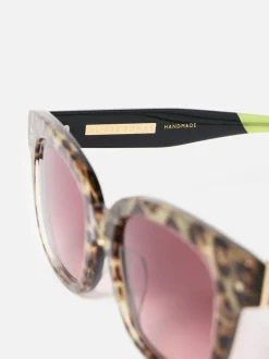 Oliver Bonas Leopard Print Square Acetate Sunglasses