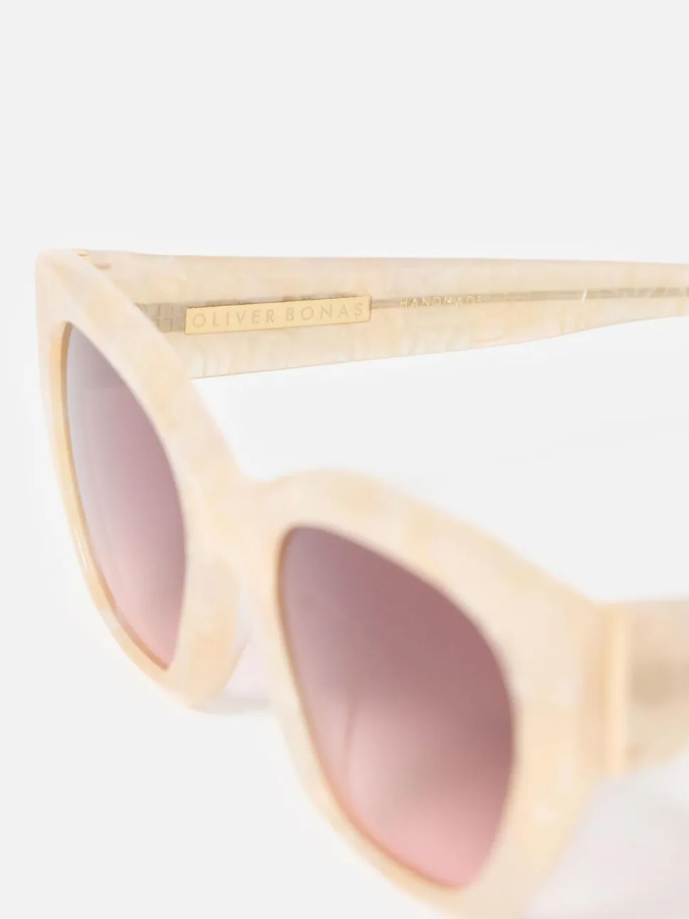 Oliver Bonas Marbled Angled Cat Eye Acetate Sunglasses