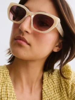 Oliver Bonas Marbled Angled Cat Eye Acetate Sunglasses