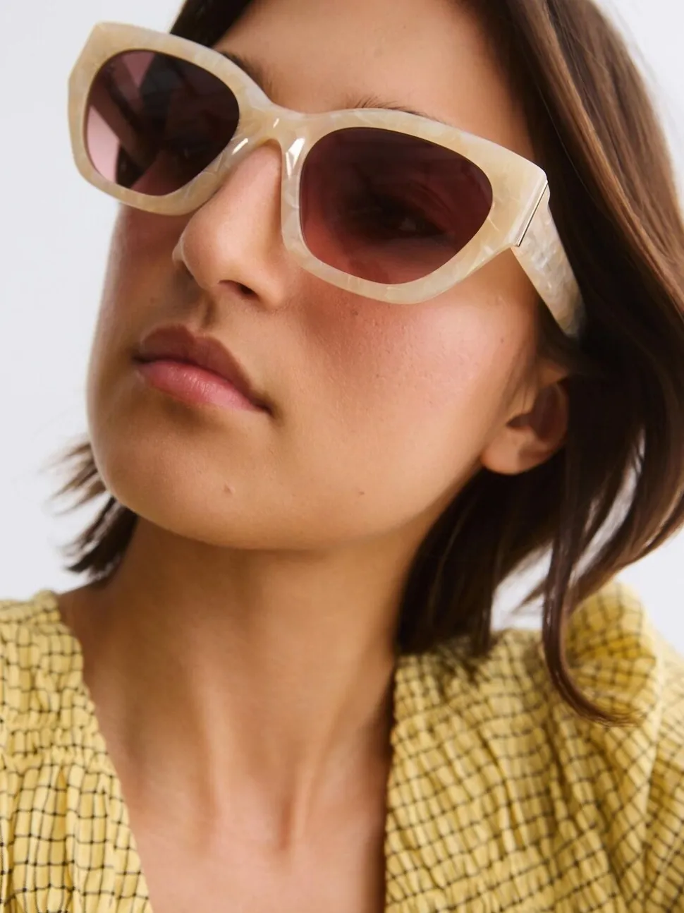 Oliver Bonas Marbled Angled Cat Eye Acetate Sunglasses