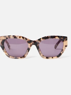 Oliver Bonas Milky Faux Tortoiseshell Angled Cat Eye Acetate Sunglasses