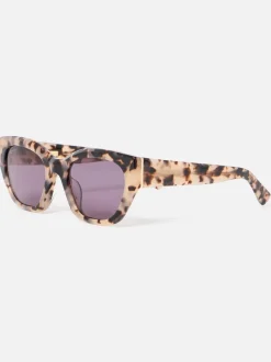Oliver Bonas Milky Faux Tortoiseshell Angled Cat Eye Acetate Sunglasses