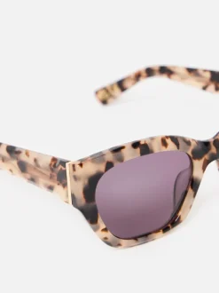Oliver Bonas Milky Faux Tortoiseshell Angled Cat Eye Acetate Sunglasses