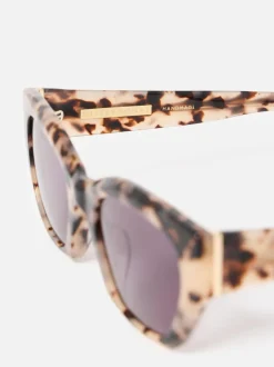 Oliver Bonas Milky Faux Tortoiseshell Angled Cat Eye Acetate Sunglasses