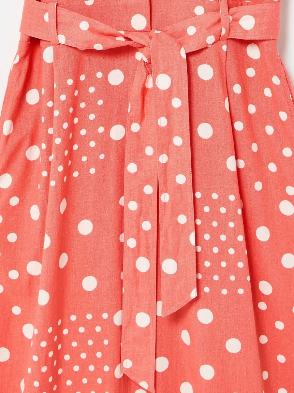 Oliver Bonas Spot Print Tie Waist Linen Blend Jumpsuit