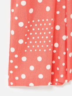 Oliver Bonas Spot Print Tie Waist Linen Blend Jumpsuit