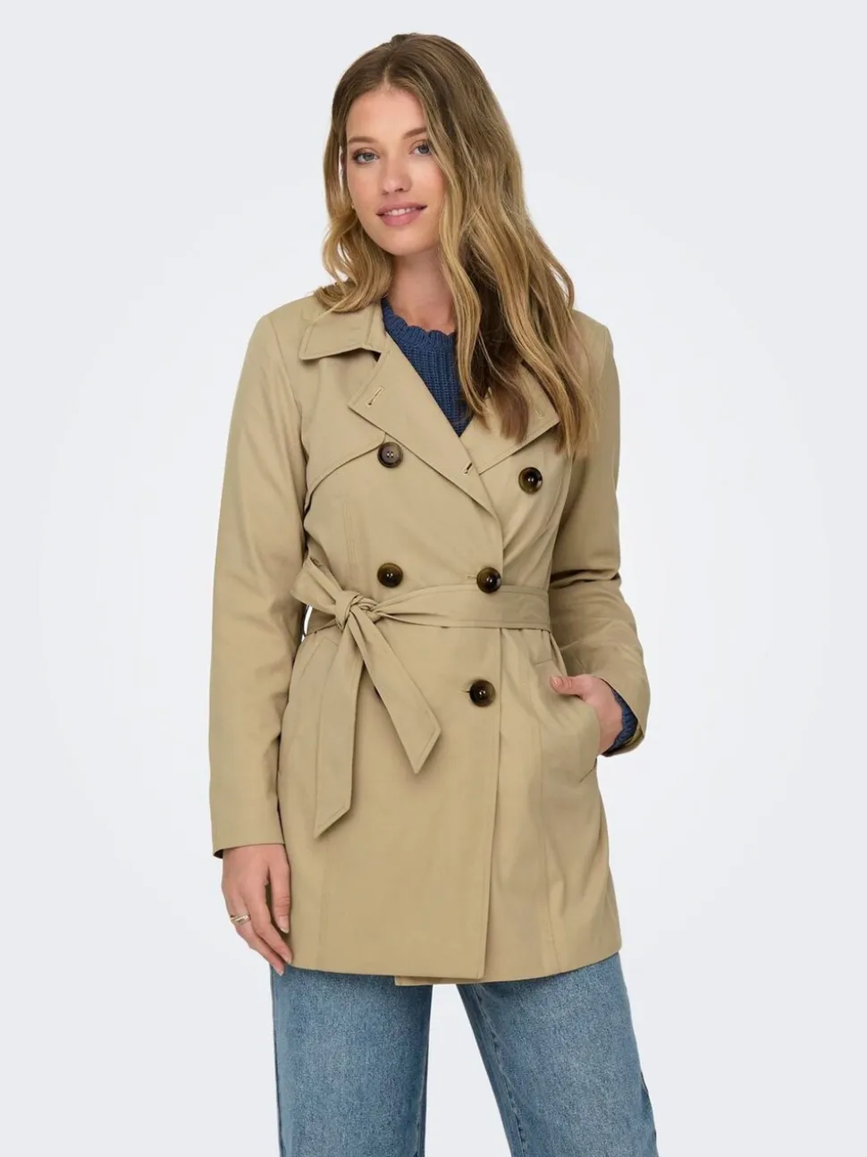 ONLY Double Breasted Classic Trench Coat