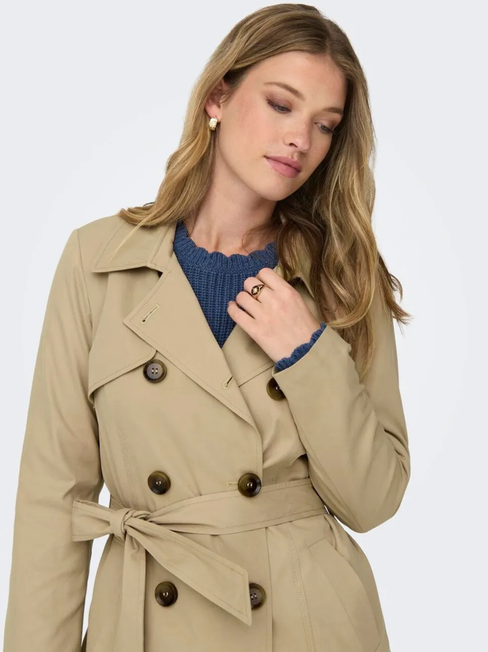 ONLY Double Breasted Classic Trench Coat