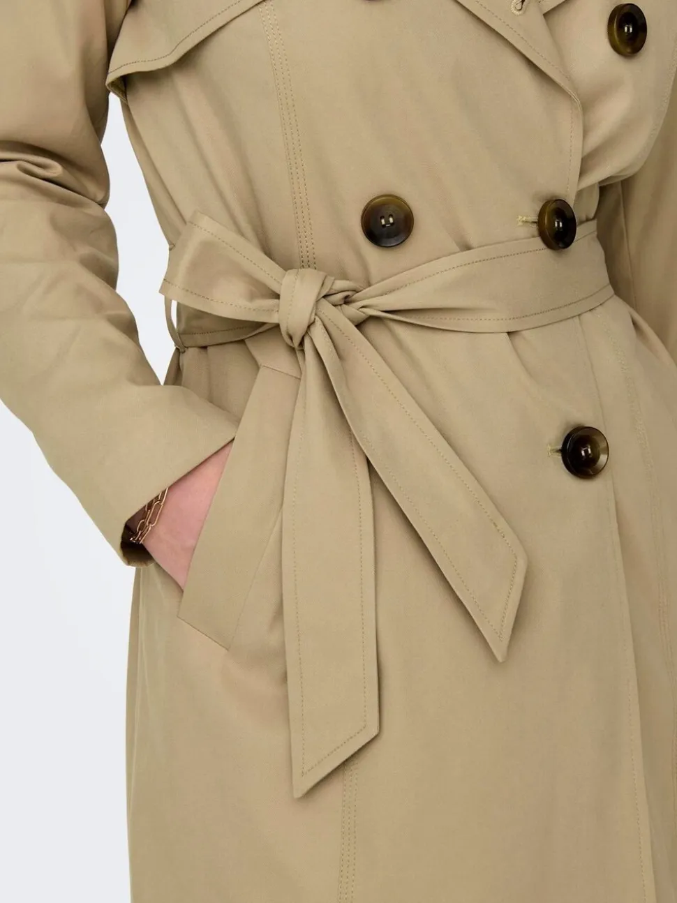 ONLY Double Breasted Classic Trench Coat