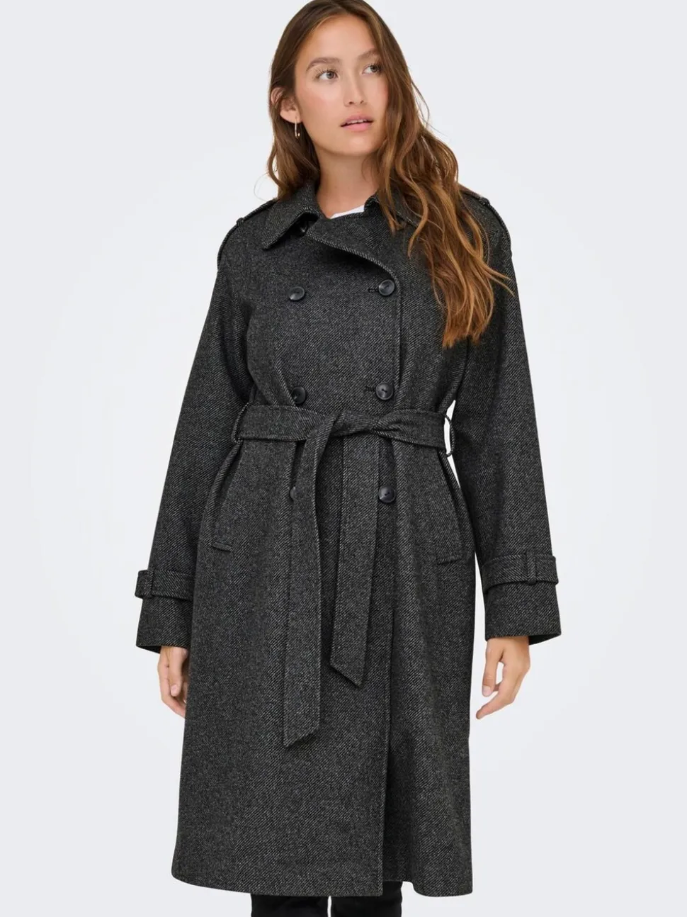 ONLY Herringbone Winter Trench Coat