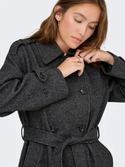 ONLY Herringbone Winter Trench Coat