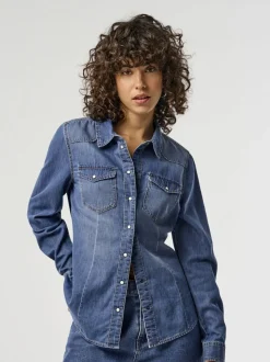 ONLY lichtgewicht denim overhemd van 100% katoen