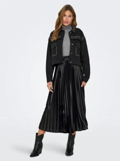 ONLY Metallic Pleated Midi Skirt