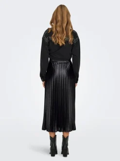 ONLY Metallic Pleated Midi Skirt