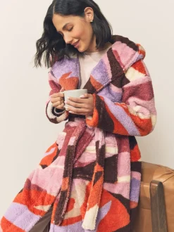 Orange Abstract Scene Print - Teddy Borg Dressing Gown