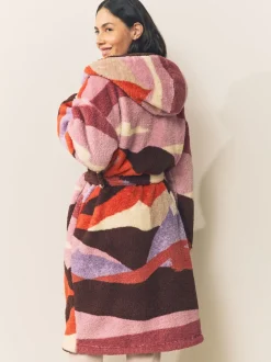 Orange Abstract Scene Print - Teddy Borg Dressing Gown