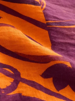 Orange/Burgundy Exotic Border Print - Elasticated Waist Resort Shorts